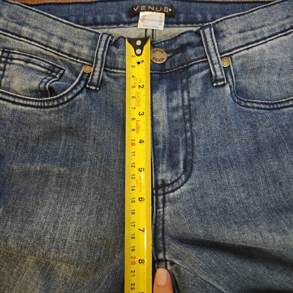 Venus Women Size 2 Skinny Jeans Lace Beads Distressed Raw Hem Medium Wash READ - Picture 11 of 13